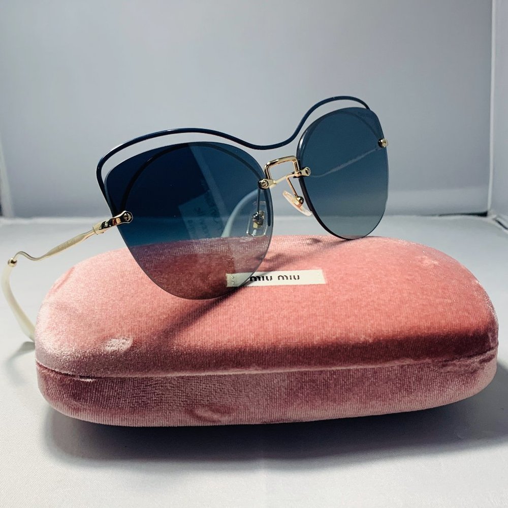 MIU MIU Blue & Gold Sunglasses SMU 50T